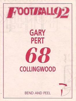 1992 Select AFL Stickers #68 Gary Pert Back